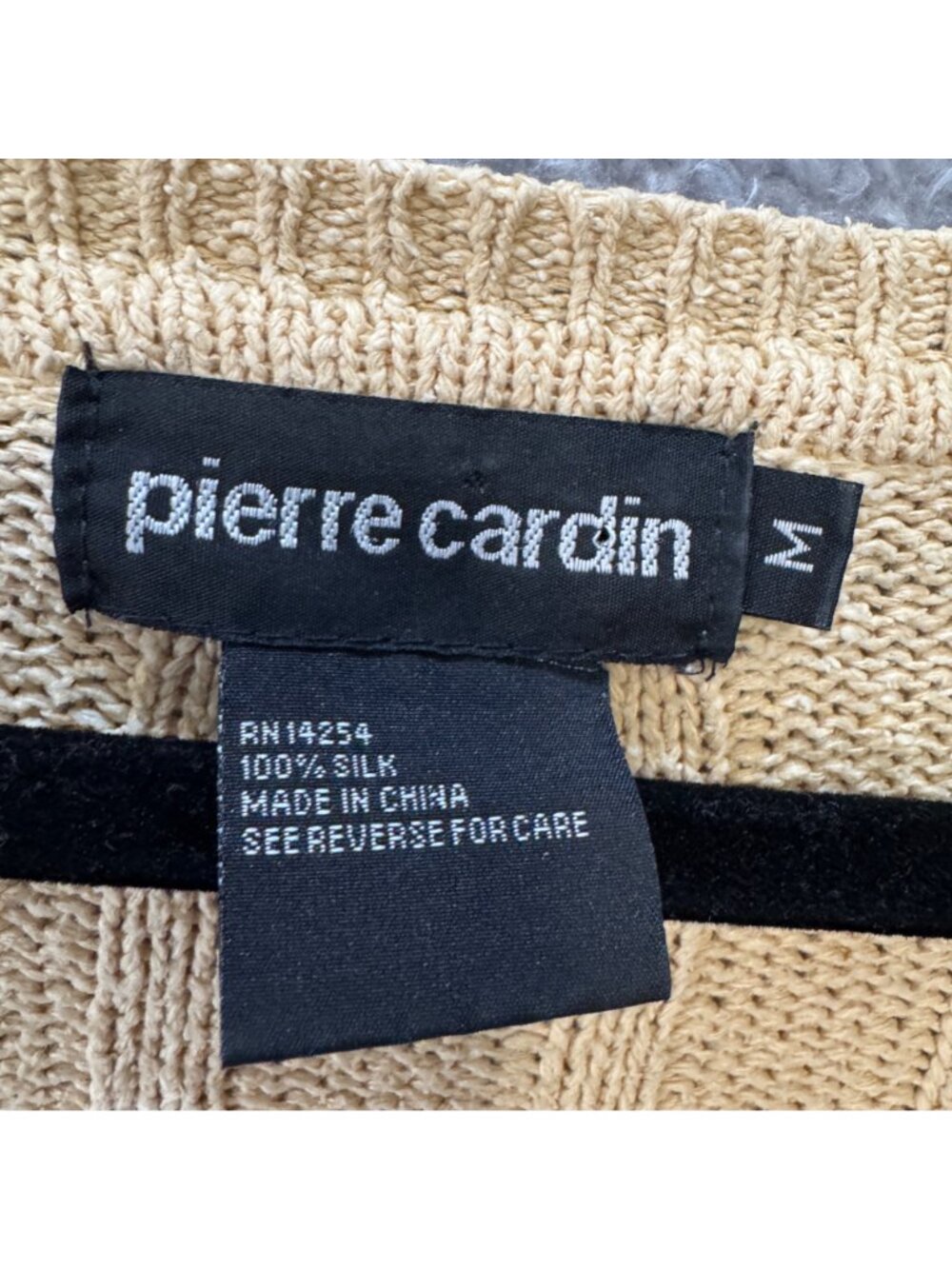 Vintage Pierre Cardin Oversized Sweater Women's M Silk Cable Knit Harvest Gold - Picture 4 of 7
